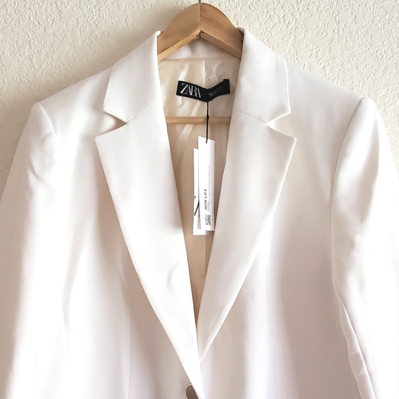 NWT * ZARA Oversized Blazer Oyster White Size L - Picture 14 of 14